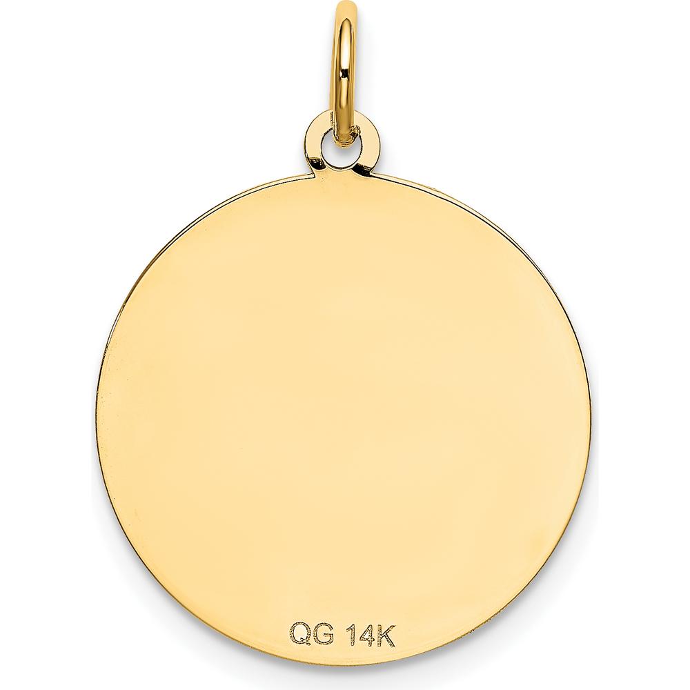 14K Yellow Gold 20mm Engravable Shih Tzu Disc Pendant by Oro Pregiato