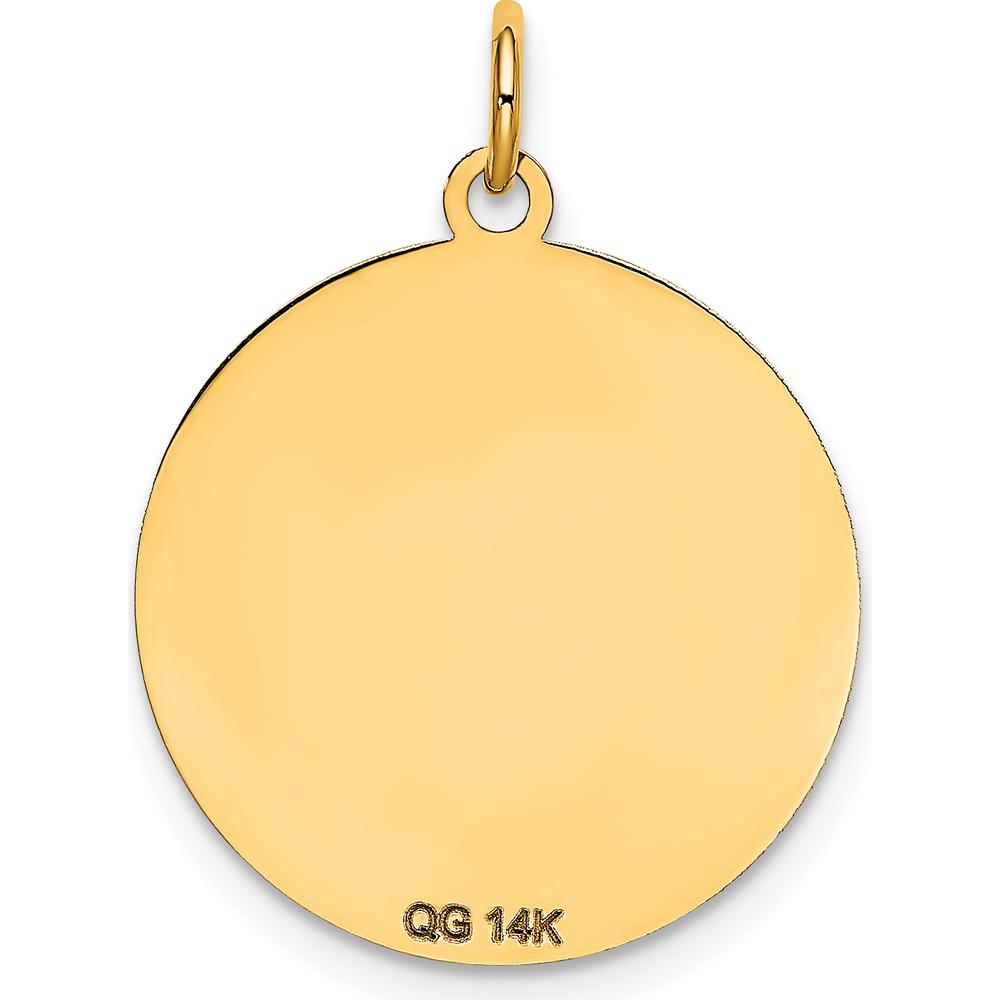 14K Yellow Gold 20mm Engravable Siberian Husky Disc Charm Pendant by Oro Pregiato