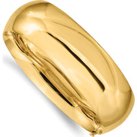 14K Yellow Gold 20mm High Polished Hinged Bangle Bracelet - 7 inch Length by Oro Pregiato
