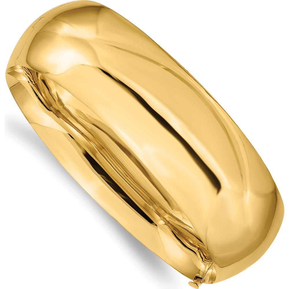 14K Yellow Gold 20mm High Polished Hinged Bangle Bracelet - 7 inch Length by Oro Pregiato
