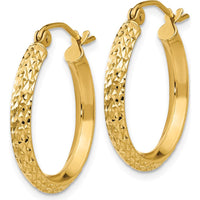 14K Yellow Gold 20mm Knife Edge Diamond-Cut Hollow Hoop Earrings - Polished Finish by 0