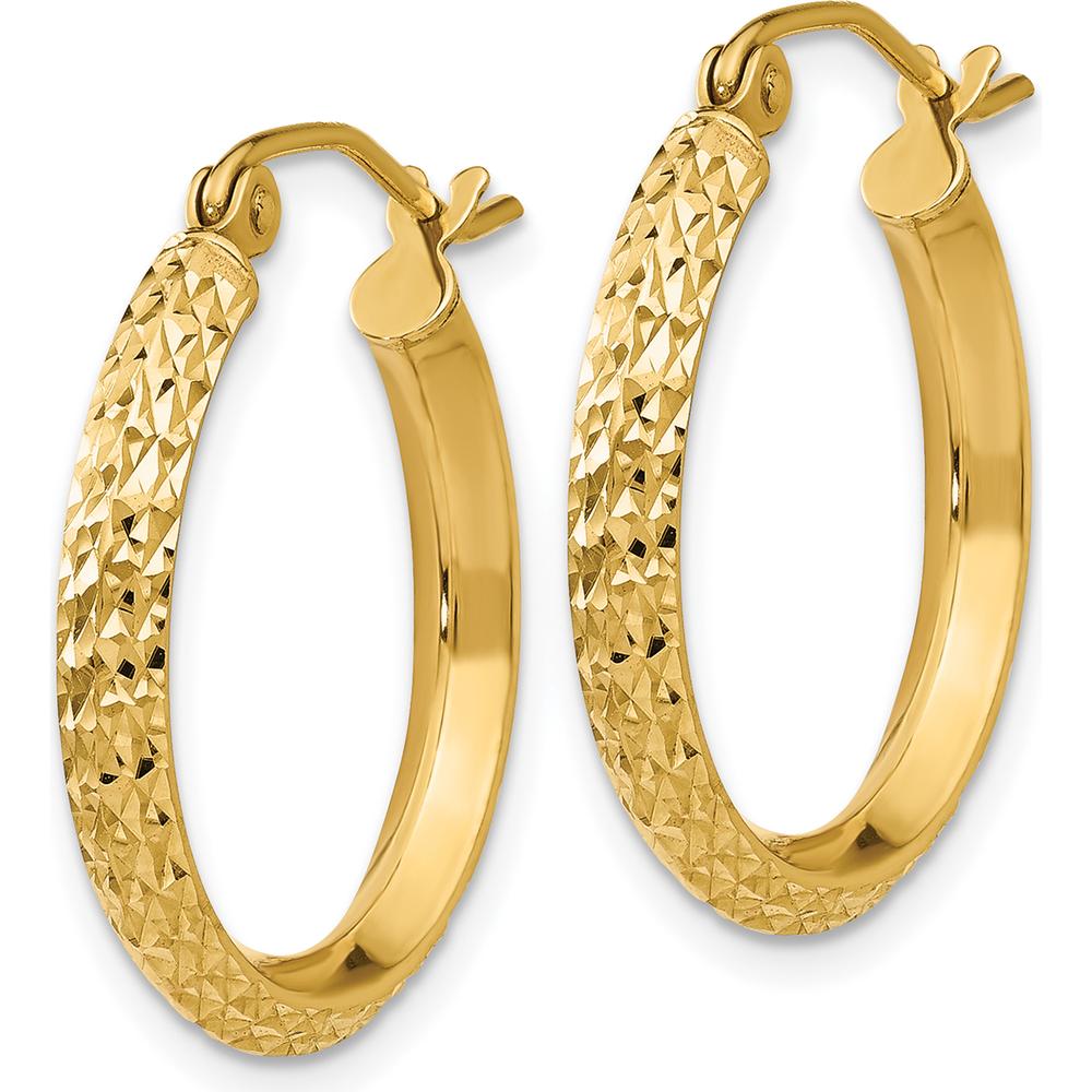14K Yellow Gold 20mm Knife Edge Diamond-Cut Hollow Hoop Earrings - Polished Finish by 0