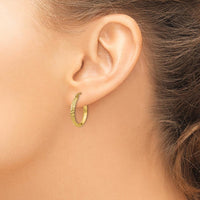 14K Yellow Gold 20mm Knife Edge Diamond-Cut Hollow Hoop Earrings - Polished Finish by 0