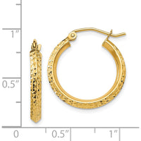14K Yellow Gold 20mm Knife Edge Diamond-Cut Hollow Hoop Earrings - Polished Finish by 0