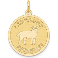 14K Yellow Gold 20mm Labrador Retriever Engravable Disc Charm Pendant by Oro Pregiato