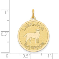14K Yellow Gold 20mm Labrador Retriever Engravable Disc Charm Pendant by Oro Pregiato