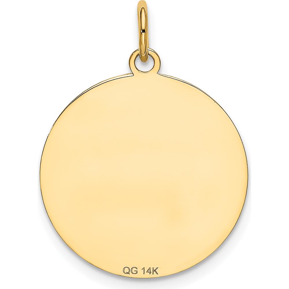 14K Yellow Gold 20mm Labrador Retriever Engravable Disc Charm Pendant by Oro Pregiato