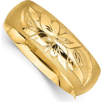 14K Yellow Gold 20mm Oversize Florentine Engraved Hinged Round Bangle Bracelet with Box Catch Clasp by Oro Pregiato