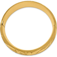 14K Yellow Gold 20mm Oversize Florentine Engraved Hinged Round Bangle Bracelet with Box Catch Clasp by Oro Pregiato