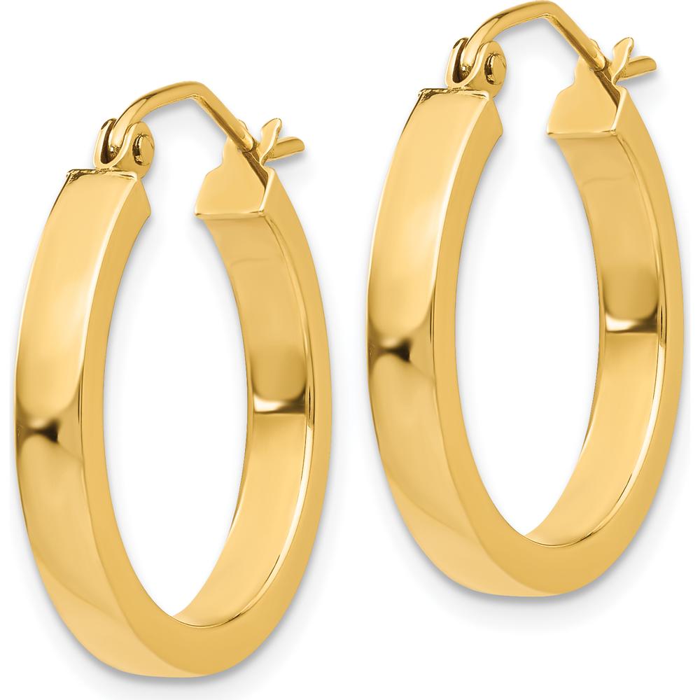 14K Yellow Gold 20mm Square Tube Hoop Earrings - Polished Finish by 0