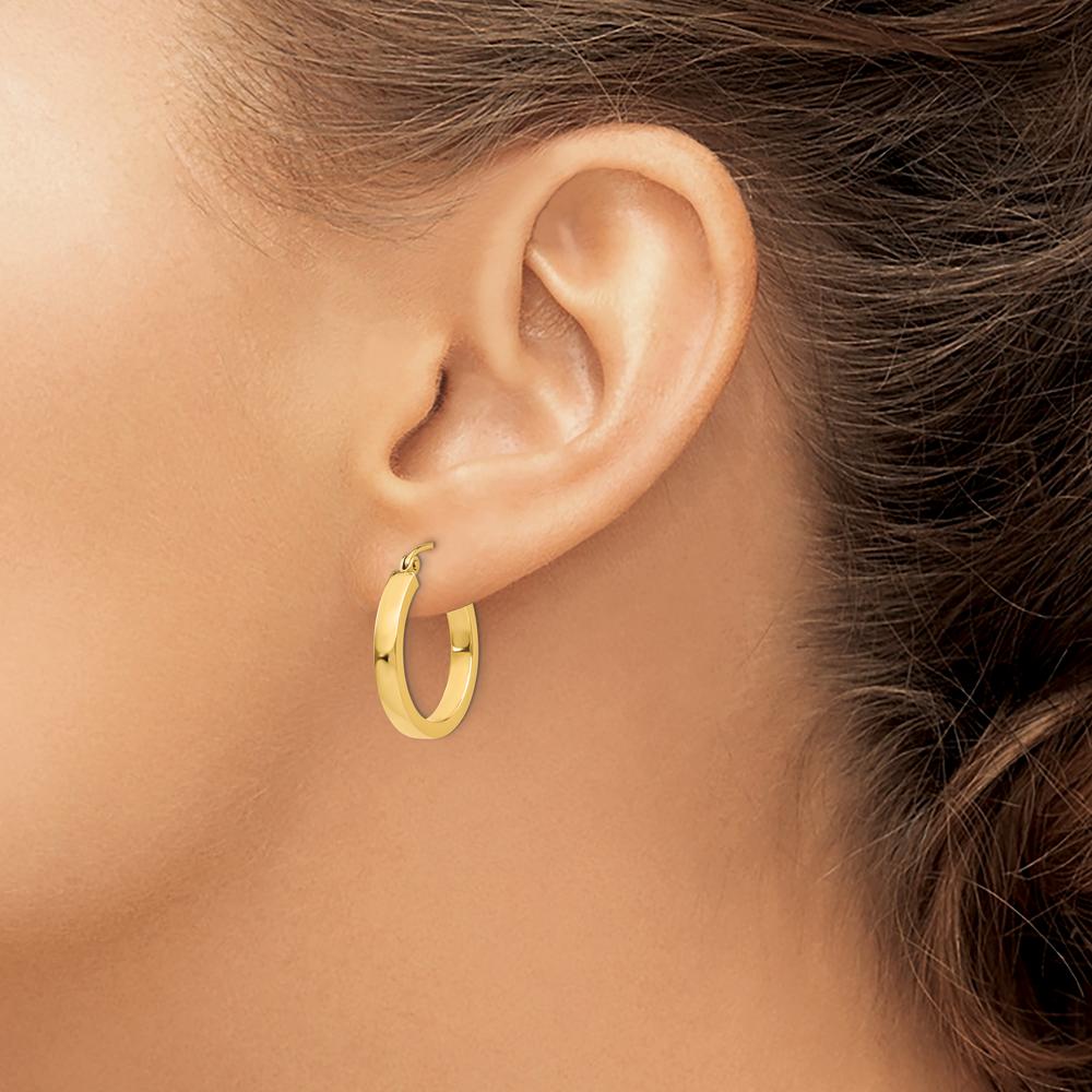 14K Yellow Gold 20mm Square Tube Hoop Earrings - Polished Finish by 0