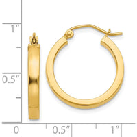 14K Yellow Gold 20mm Square Tube Hoop Earrings - Polished Finish by 0
