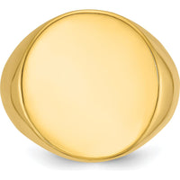 14K Yellow Gold 20x18mm Men's Round Signet Ring by IBGoodman