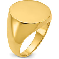 14K Yellow Gold 20x18mm Men's Round Signet Ring by IBGoodman