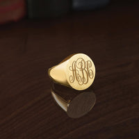 14K Yellow Gold 20x18mm Men's Round Signet Ring by IBGoodman