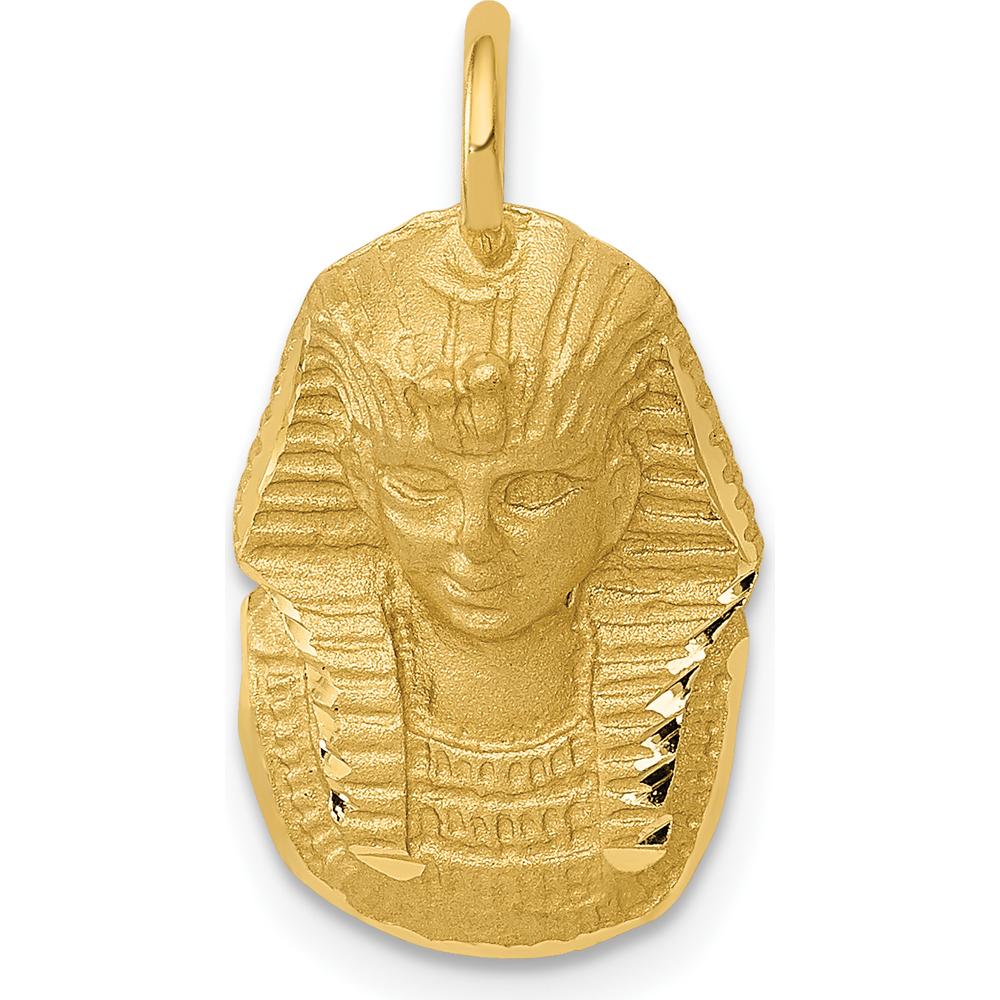 14K Yellow Gold 21mm Satin Diamond-cut King Tut Charm by Oro Pregiato