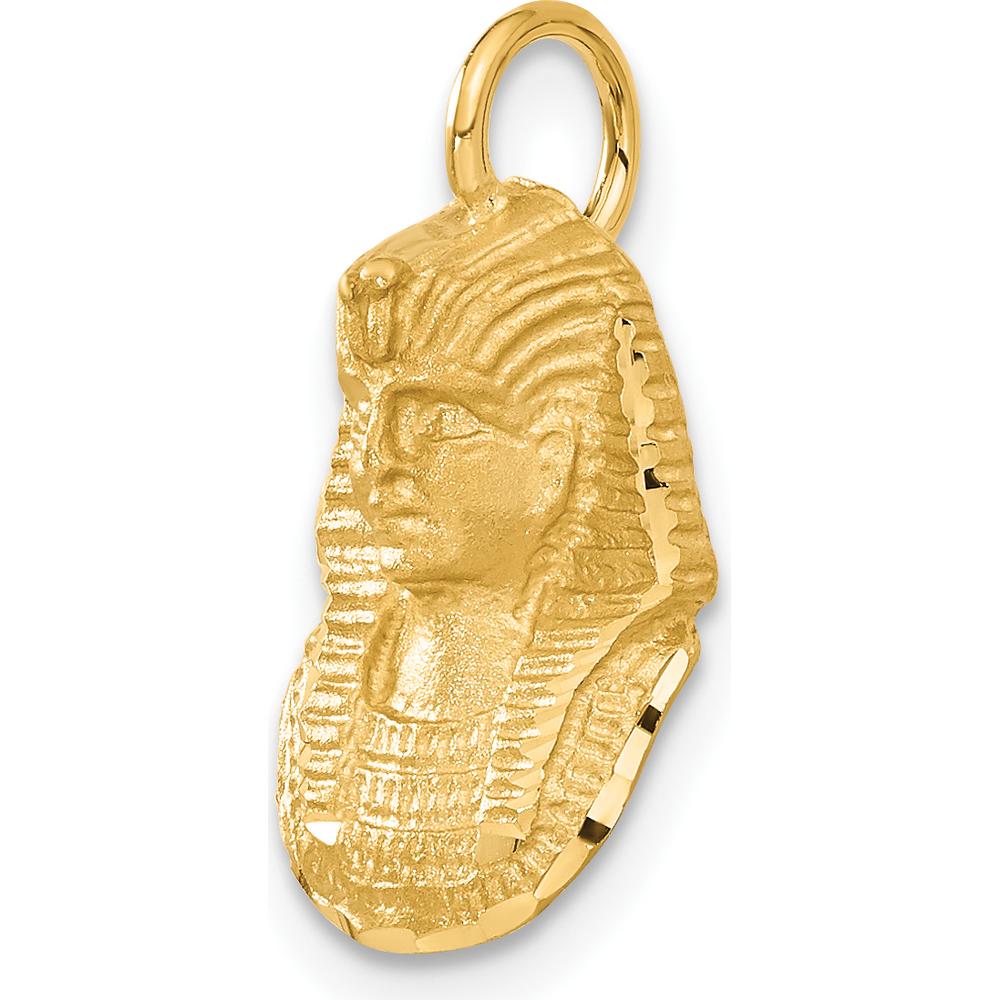 14K Yellow Gold 21mm Satin Diamond-cut King Tut Charm by Oro Pregiato