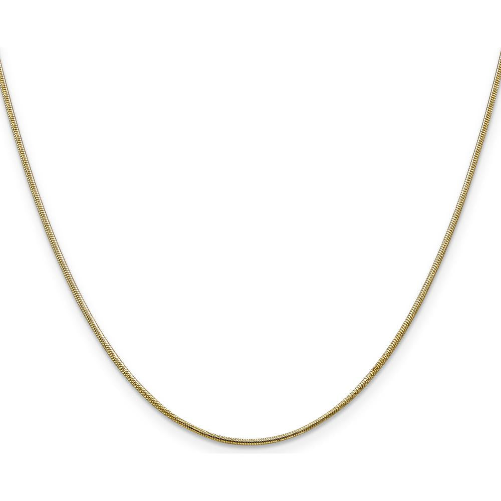 14K Yellow Gold 22" 1.1mm Round Snake Chain Necklace with Lobster Clasp by 0