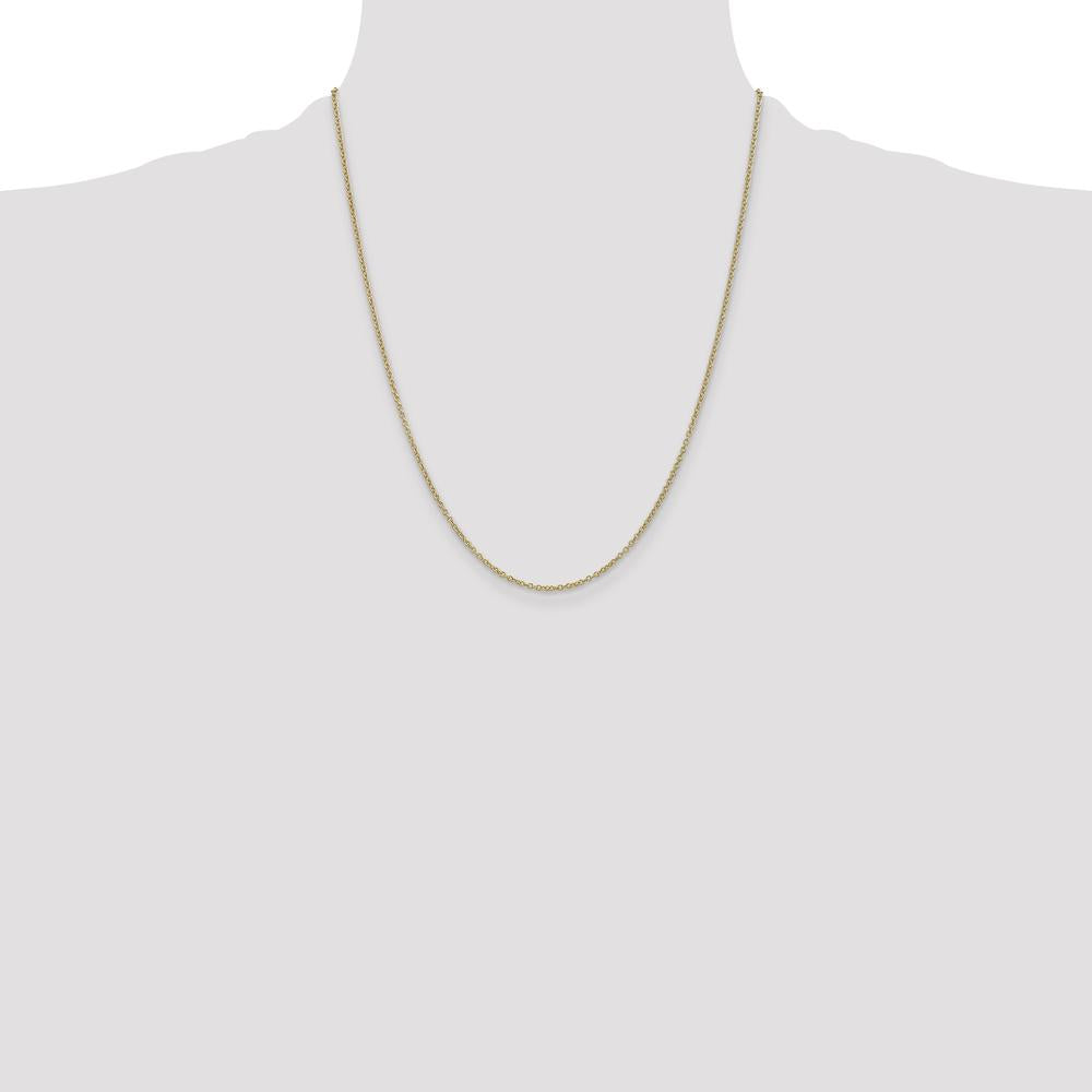 14K Yellow Gold 22" 1.4mm Round Open Wide Link Cable Chain with Lobster Clasp by Oro Pregiato