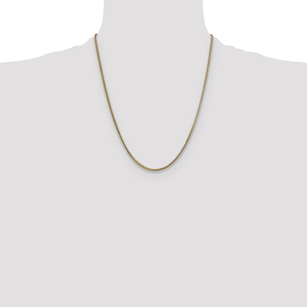 14K Yellow Gold 22" 1.5mm Franco Chain Necklace with Lobster Clasp by Oro Pregiato