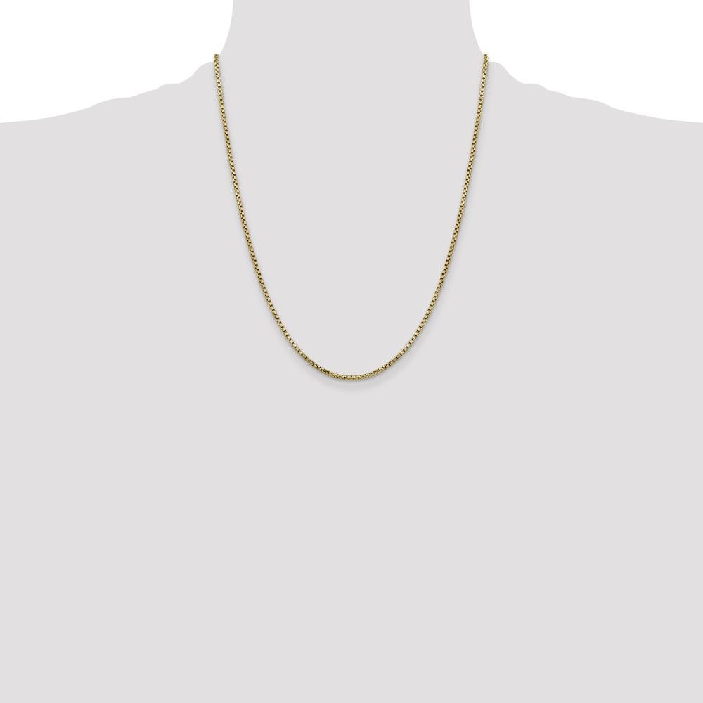 14K Yellow Gold 22" 1.75mm Semi-Solid Round Box Chain with Lobster Clasp by Oro Pregiato