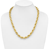 14K Yellow Gold 22" 10mm Diamond-Cut Rope Chain with Fancy Lobster Clasp