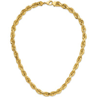 14K Yellow Gold 22" 10mm Diamond-Cut Rope Chain with Fancy Lobster Clasp