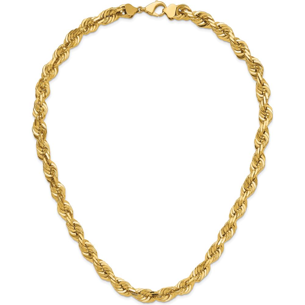 14K Yellow Gold 22" 10mm Diamond-Cut Rope Chain with Fancy Lobster Clasp