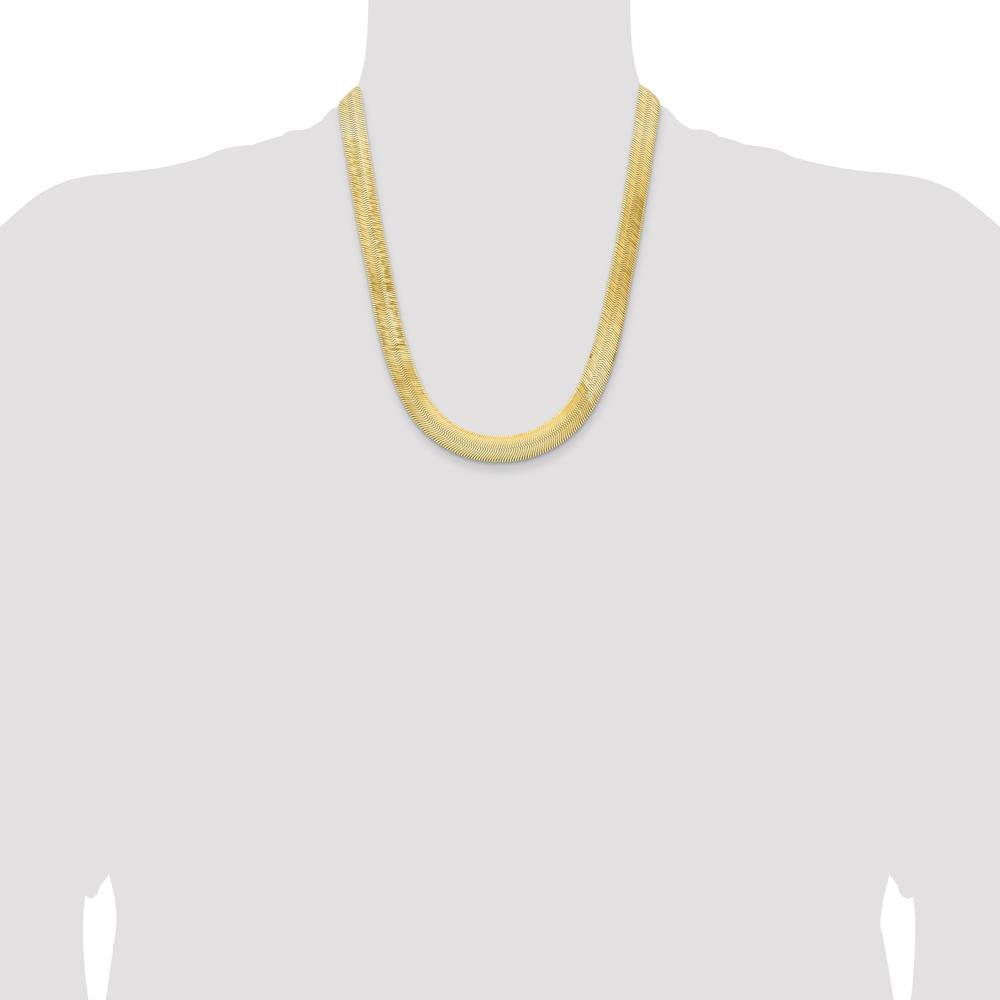 14K Yellow Gold 22" 10mm Herringbone Chain with Lobster Clasp by 0