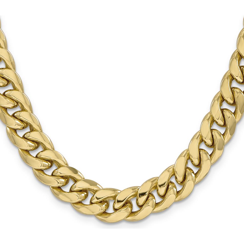 14K Yellow Gold 22" 11mm Semi-Solid Miami Cuban Chain with Lobster Clasp by Oro Pregiato