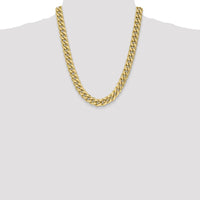 14K Yellow Gold 22" 11mm Semi-Solid Miami Cuban Chain with Lobster Clasp by Oro Pregiato