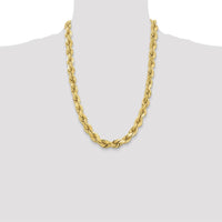 14K Yellow Gold 22" 12mm Diamond-Cut Rope Chain with Fancy Lobster Clasp