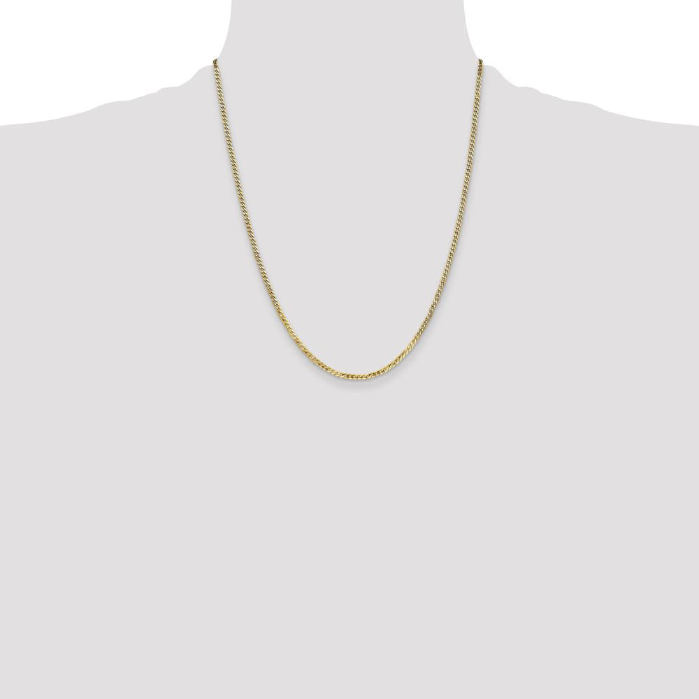 14K Yellow Gold 22" 2.2mm Flat Beveled Curb Chain with Lobster Clasp by Oro Pregiato