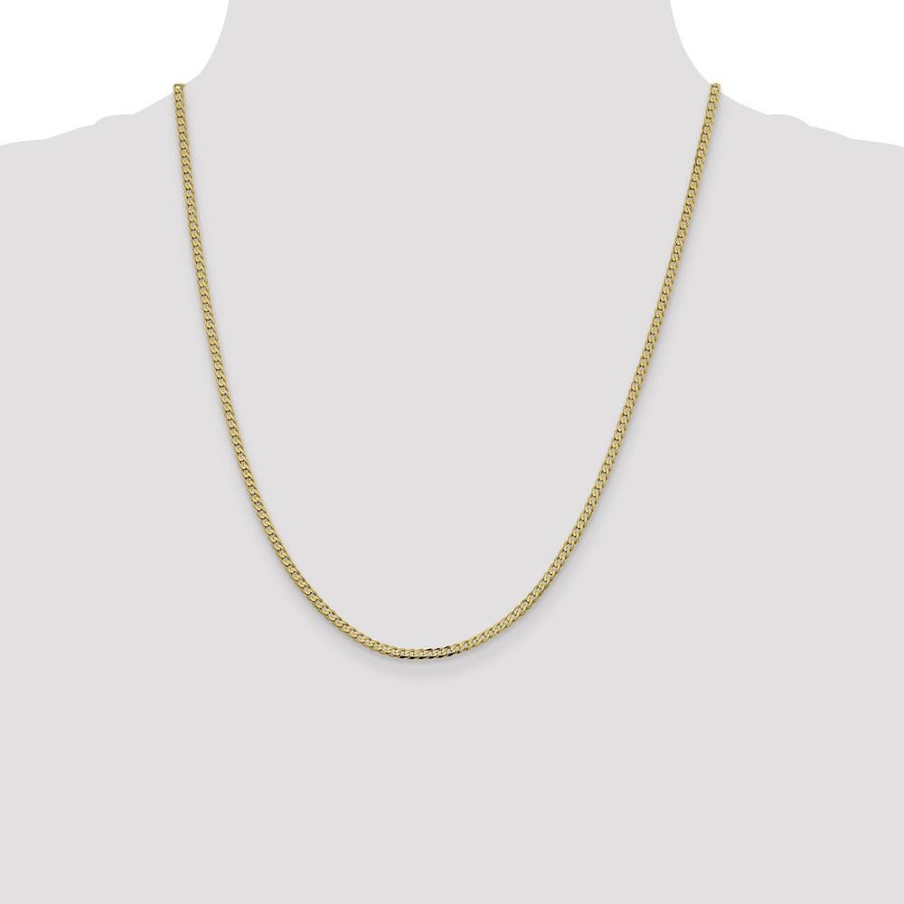 14K Yellow Gold 22" 2.3mm Flat Beveled Curb Chain with Lobster Clasp by Oro Pregiato