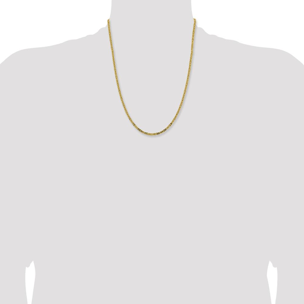 14K Yellow Gold 22" 2.5mm Byzantine Chain Necklace with Lobster Clasp by Oro Pregiato