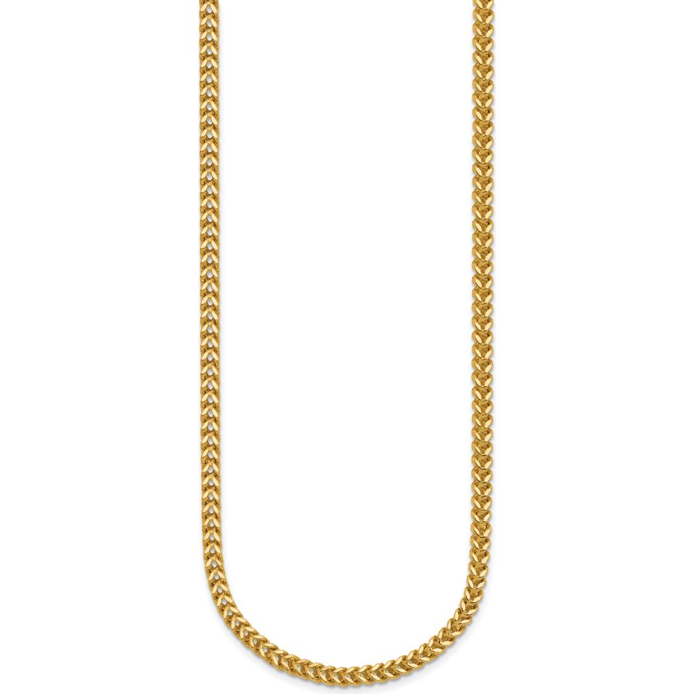 14K Yellow Gold 22" 2.5mm Franco Chain Necklace with Lobster Clasp by Oro Pregiato