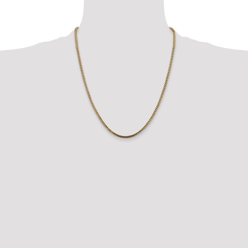14K Yellow Gold 22" 2.5mm Franco Chain Necklace with Lobster Clasp by Oro Pregiato