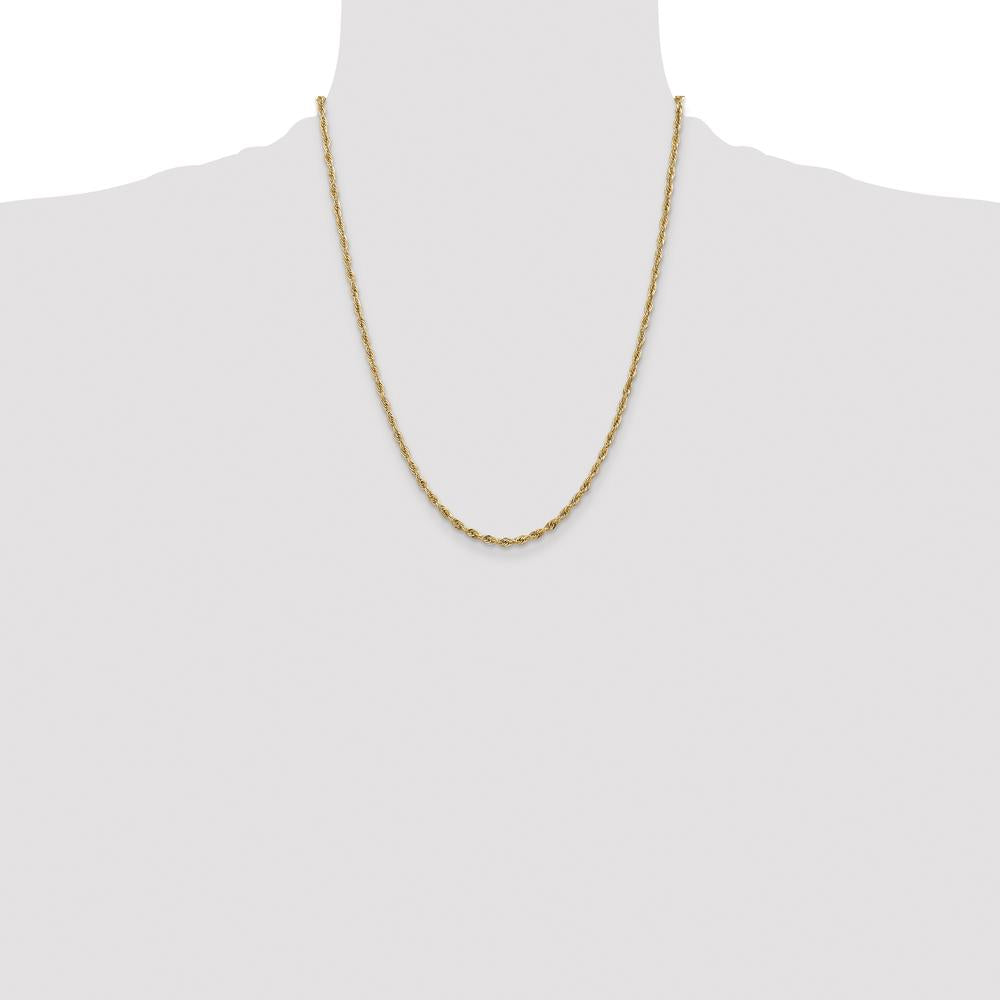 14K Yellow Gold 22" 2.8mm Semi-Solid Rope Chain with Lobster Clasp by Oro Pregiato