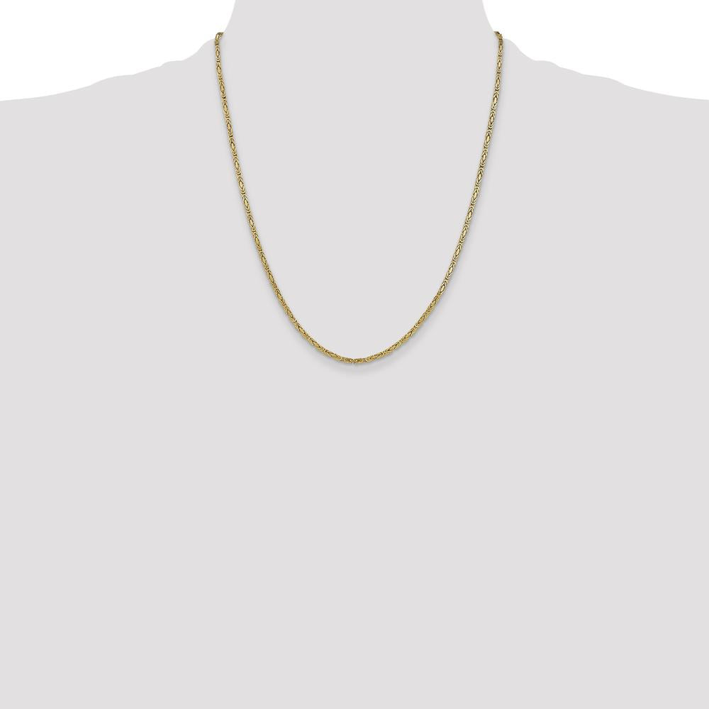14K Yellow Gold 22" 2mm Byzantine Chain Necklace with Lobster Clasp by Oro Pregiato