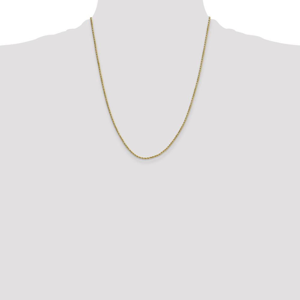 14K Yellow Gold 22" 2mm Diamond-cut Rope Chain with Lobster Clasp by Oro Pregiato