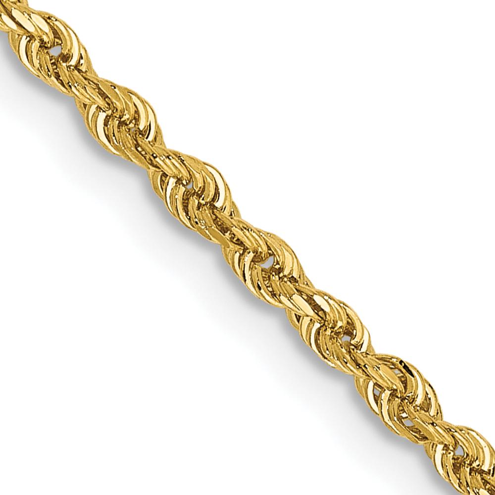 14K Yellow Gold 22" 2mm Diamond-Cut Rope Chain with Lobster Clasp by Oro Pregiato