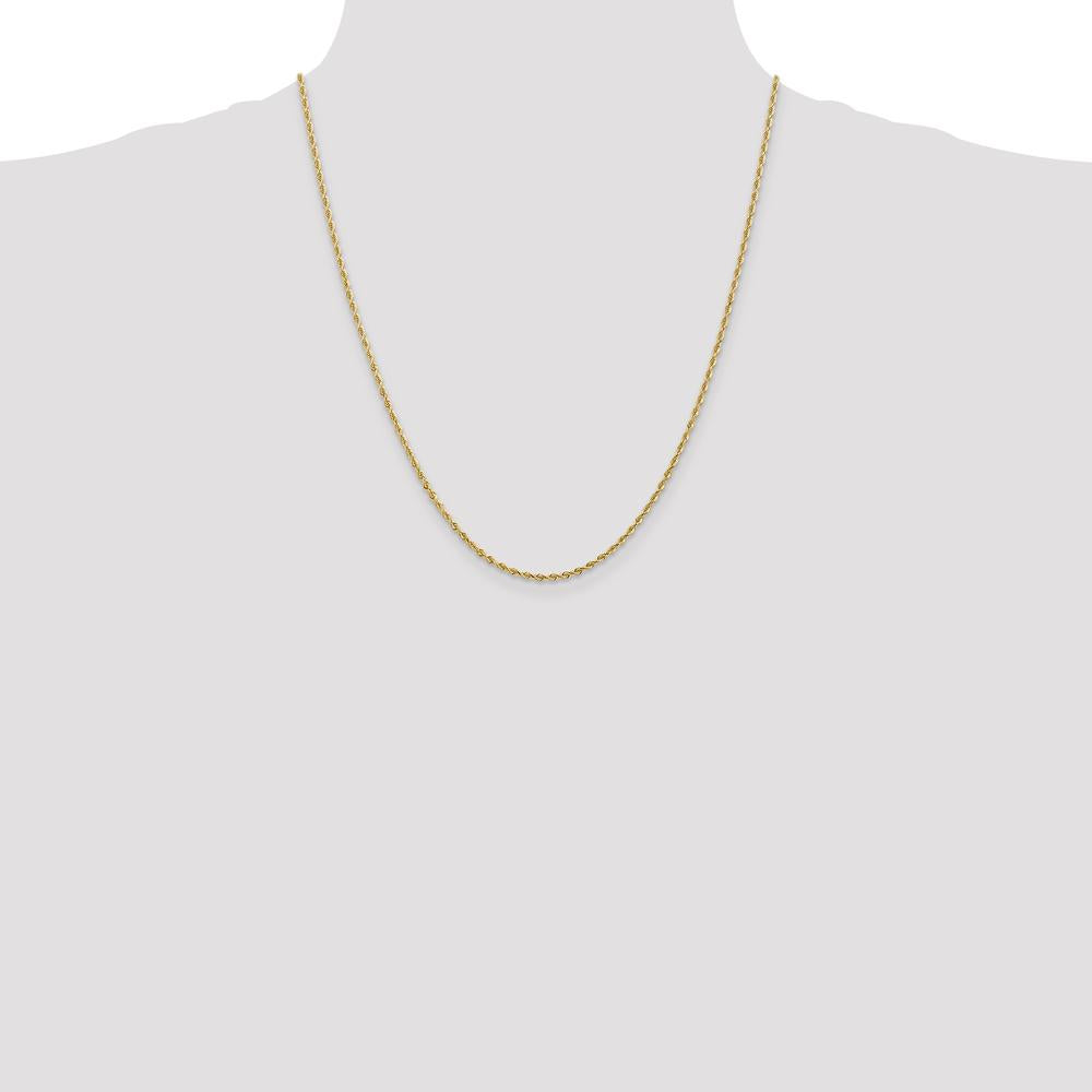 14K Yellow Gold 22" 2mm Diamond-Cut Rope Chain with Lobster Clasp by Oro Pregiato