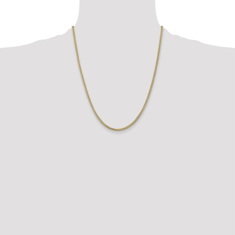 14K Yellow Gold 22" 2mm Franco Chain Necklace with Lobster Clasp by Oro Pregiato