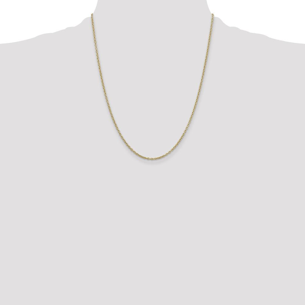 14K Yellow Gold 22" 2mm Round Open Link Cable Chain with Lobster Clasp by Oro Pregiato