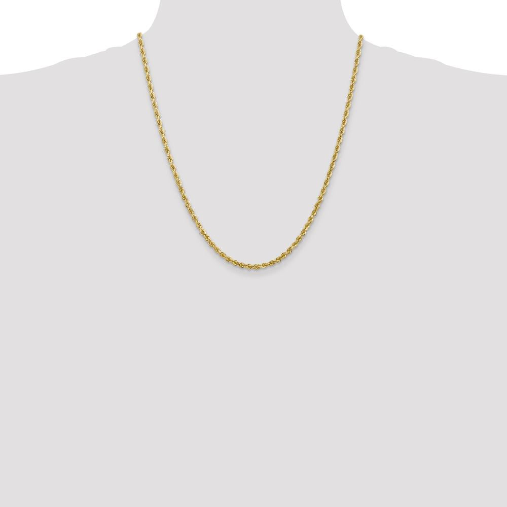 14K Yellow Gold 22" 3.35mm Diamond-Cut Rope Chain with Lobster Clasp - Elegant and Timeless Design by Oro Pregiato