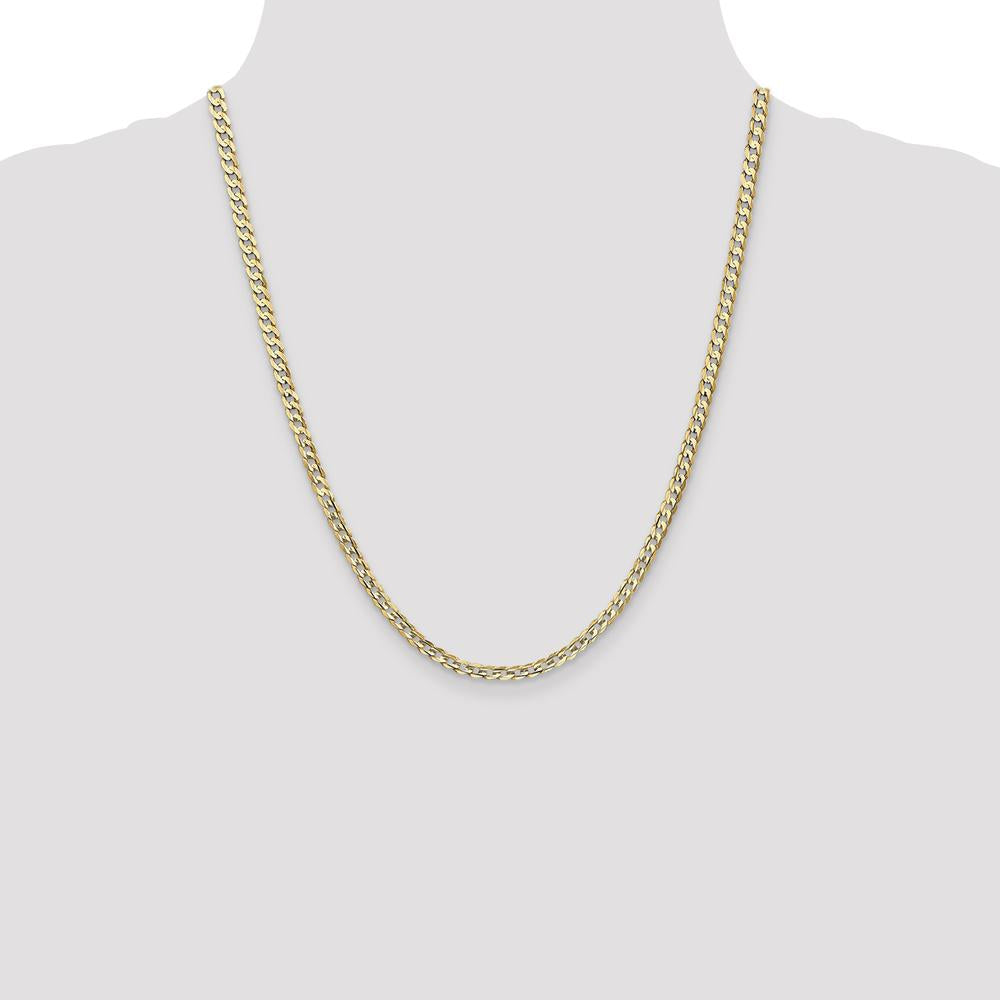 14K Yellow Gold 22" 3.8mm Open Concave Curb Chain with Lobster Clasp by Oro Pregiato
