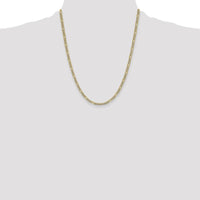 14K Yellow Gold 22" 3.9mm Figaro Chain with Rhodium Pavé Accents - Semi-Solid Design by IBGoodman