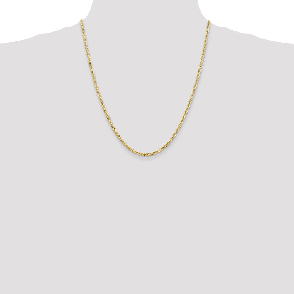 14K Yellow Gold 22" 3mm Diamond-Cut Quadruple Rope Chain with Lobster Clasp by Oro Pregiato