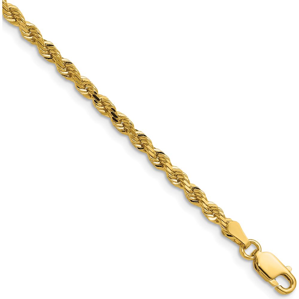 14K Yellow Gold 22" 3mm Diamond-Cut Rope Chain Necklace with Lobster Clasp