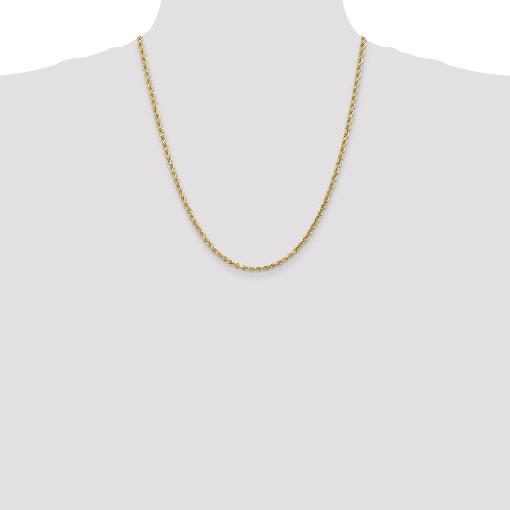 14K Yellow Gold 22" 3mm Diamond-Cut Rope Chain Necklace with Lobster Clasp